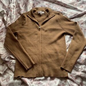 Women’s Tan Zip Up Long Sleeve Top